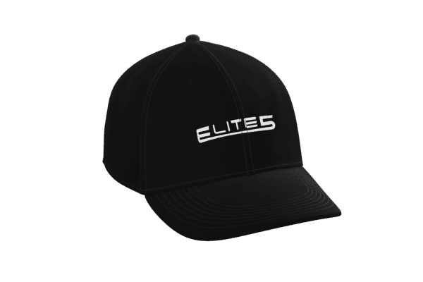 Elite5 Face Cap (Black, White logo)