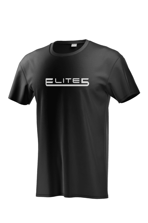 Elite5 T-shirt (Black, White logo)